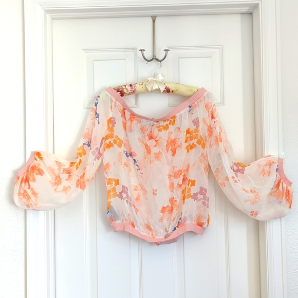 7FAMK silk off the shoulder crop top *BNWOT! - Picture 2 of 7